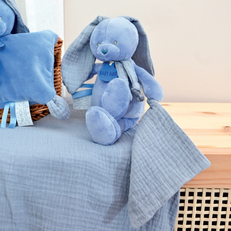  - lapin lange - plush with comforter blue 25 cm 